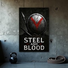 Warrior Shield Gym Poster – Motivational Fitness Wall Art