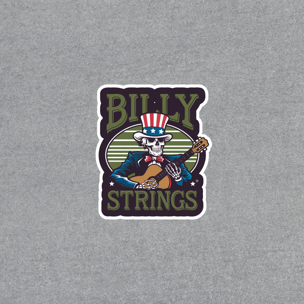 Billy Strings Skeleton Uncle Sam Guitar Sticker – Patriotic Bluegrass Decal #430