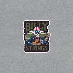 Billy Strings Skeleton Uncle Sam Guitar Sticker – Patriotic Bluegrass Decal #430