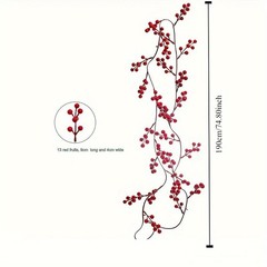 1pc 190cm Artificial Cranberry Vine, Christmas Dining Table New Year Engagement