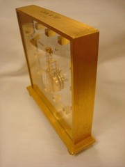 c1960s Jaeger-LeCoultre Skeleton Inline Baguette Model 354 Mantel Clock in GWO