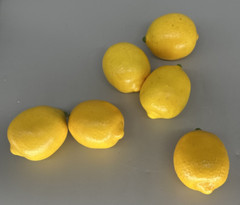 lot of 6 realistic plastic yellow lemons length 3 in