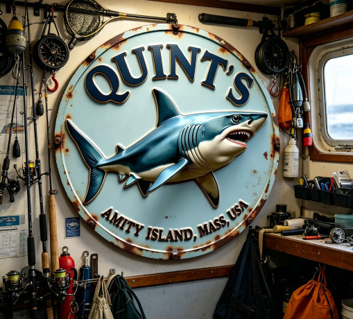 Jaws Movie Amity Island Shark Metal Sign Vintage Retro Tin Sign Wall Decor 7.8in
