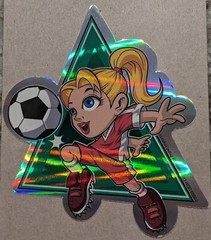 2003 Y2K ODM Brand Imports Prism Holo Girl Power Vending Sticker SOCCER PLAYER