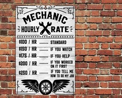 Mechanic Hourly Rate Sign Metal Aluminum 8″x12″ Funny Sarcastic Garage Shop