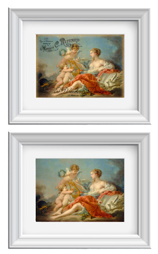 Vintage Angels Wall Art Print French Typography ~ Allegory of Music ~ Giclee