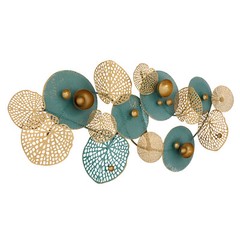 Modern Large Lotus Leaf Metal Wall Decor Gold Metal Wall Art for Living Room