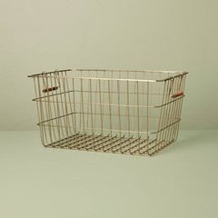 Medium Rectangular Brass Wire Storage Basket – Hearth & Hand with Magnolia