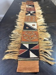 Woven Mudcloth Table Runner: African Boho Wall Art Tapestry
