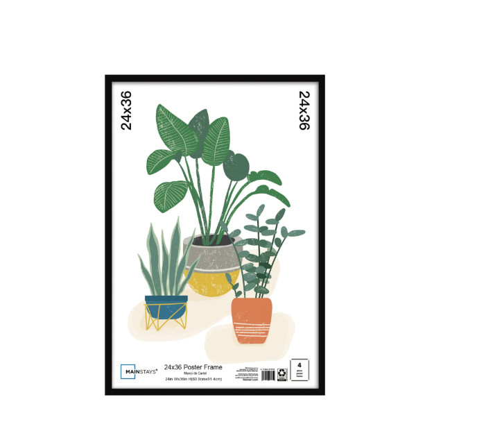 Mainstays Basic Black Poster Frame – 24×36, Tabletop/Wall Use, Photo Display