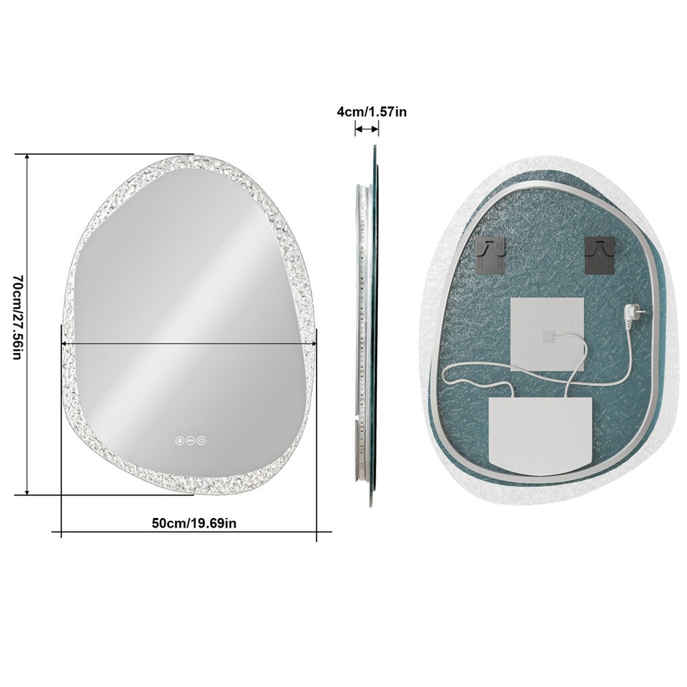 Irregular Wall LED Mirror Clear-crystal Glass Frame Vanity Mirror with Backlit
