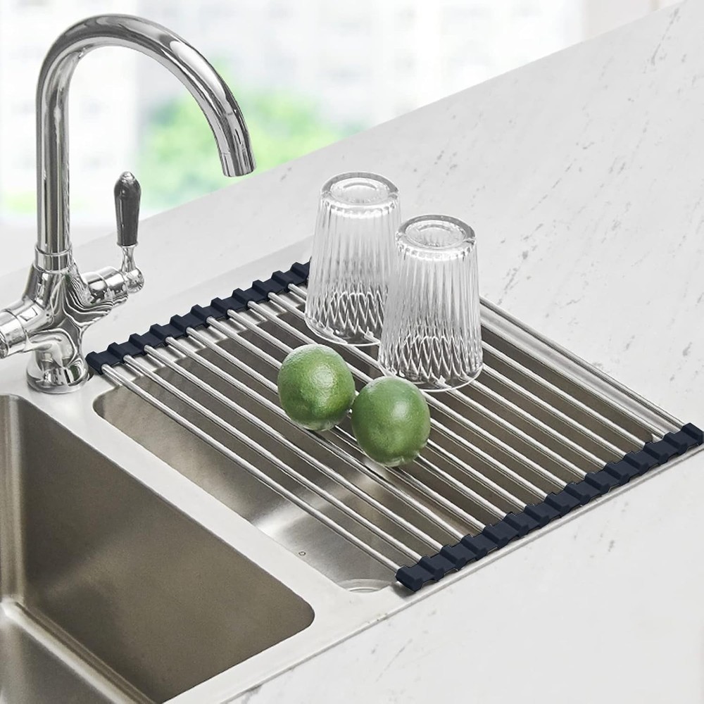 Seropy Roll Up Dish Drying Rack Over The Sink 17.5 x 11.8 in, Black