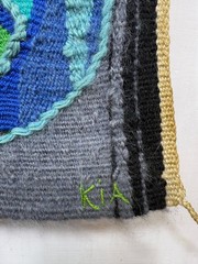 Vintage Beautiful Hand Woven European Signed KIA Wool Weaving Tapestry Kilim