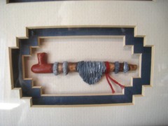 Laverne Elliott N.A. Peace Pipe Matted Watercolor Calligraphy 3DSigned Art 8×12″