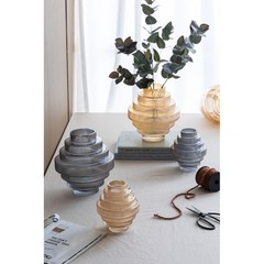D9.1×9.8″ Tiered Geometric Amber Luster Clear Vase