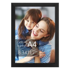 , A4 Black Photo Frame – Solid Wood And Display 8.3X11.7 Picture Without Mat …