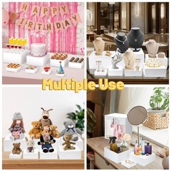 8 Pcs Buffet Food Risers,11 Large Acrylic Dessert Cupcake Table Stands White Fru