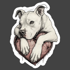 Pit Bull Sticker Vinyl Decal Heart Dog Lover Pet Rescue Animal Gift