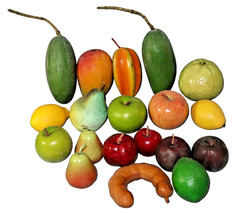 Lot of 19 Faux Fake Artificial Exotic Fruit Decor Staging Prop Realistic Display