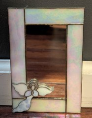 Hanging Stained Glass Rectangular Mirror w/ Angel – 7″x4.5″