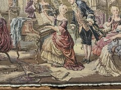 Vtg French Pictorial Tapestry Beautiful Romantic Tapestry 55in X 19in