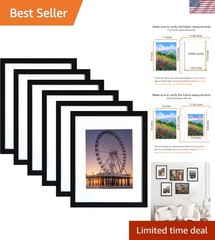 10×14 Picture Frame Set of 6, Display Pictures 8.5 x 11 with Mat or 10 x 14 w…