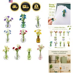Mini Vase Magnets for Fridge 10 Pack Cute Tiny Glass Decor Magnetic Office Ki…