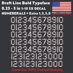 1-10 5x+ DRAFTLINE Outdoor Vinyl Decal Numbers for Mailbox Door Address Lockers