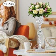 10Pcs Metal Wedding Table Centerpieces Crystal Flower Vase Stand Party Decor