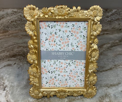 Shabby Chic Gold Tone Sunflower Photo Frame 4×6 Vertical Or Horizontal New