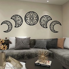 5 Pieces Moon Decoration Wall Decoration Wooden Moon Phase Wall Hanging Bohem…