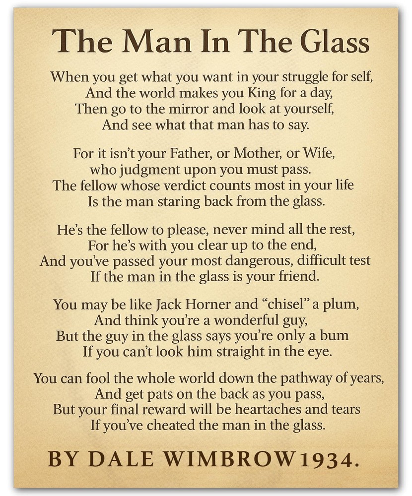 The Man in the Glass Poem – Inspirational Wall Art for Men – Stoicism Quote -…