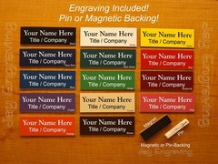 Custom Engraved 1×3 inch Name Tag with Magnetic or Pin Clasp Ohio Made Any Color