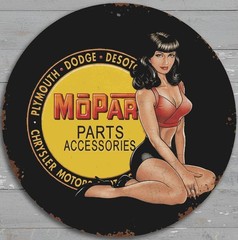 Mopar Parts & Accessories 12″ Diameter Vintage Novelty Metal Sign Made In USA