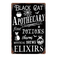 Black Cat Pharmacy Metal Sign 8X12 Inches Wall Art