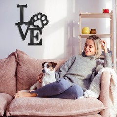 2pcs Wall Art for Living Room Love Letter Wwth Dog Paw Print Wooden Wall Deco…