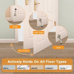Kickdown Door Stopper 4 Inches – 2 Packs One Touch Adjustable Satin Nickel