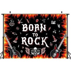 «Born To Rock» Backdrop Banner 7ft x 5ft Flame Theme For Party & Event Decoratio