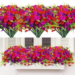 Artificial Flowers for Outdoors 12 Bundles Artificial Petunias Fake Flowers U…