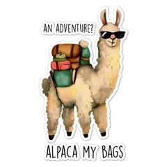 Alpaca Adventure, Vinyl Decal Sticker, Indoor Outdoor, 3 Sizes, #9142