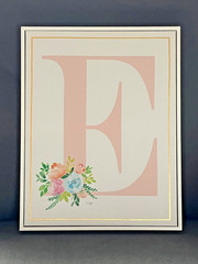 Letter E canvas 11 x 14 wall art print Pink Initial Name E Shelf picture Floral
