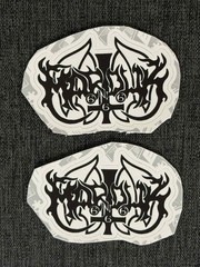 Lot of 2 MARDUK 1 1/2″ x 2 1/4″ Logo STICKERS Black Metal FAST! FREE SHIP!