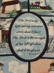 VTG Goodwin Weavers Lighthouse Woven Tapestry Throw Blanket. 100% cotton USA