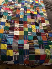 Sari Silk Patchwork Quilt Throw Blanket Multi-Color Striped Fabric 108×37”