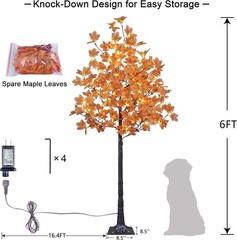 LIGHTSHARE 6FT 120LED Artificial Lighted Maple Tree Warm White Fall Decorations
