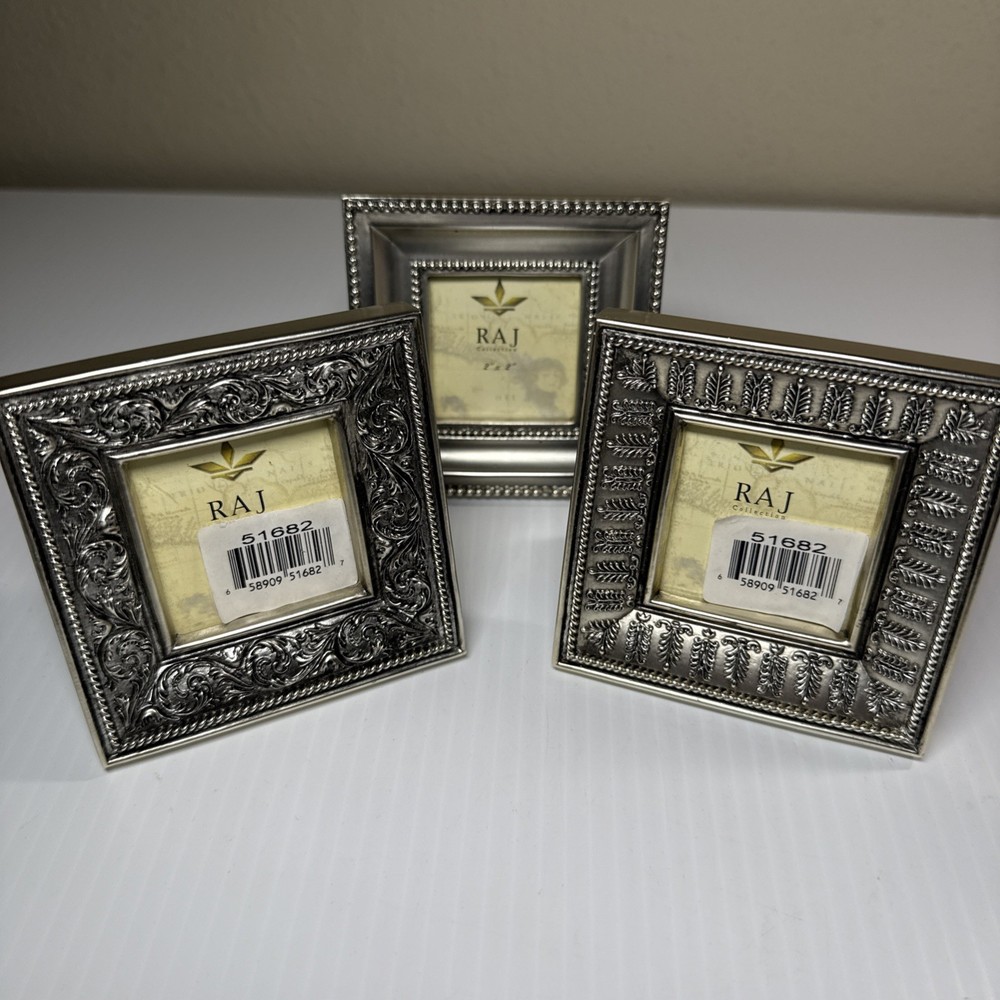Raj 2”X2” picture Frames Silver Finish Baroque Ornate Lot Of 3