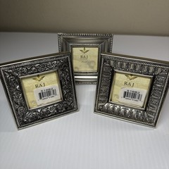 Raj 2”X2” picture Frames Silver Finish Baroque Ornate Lot Of 3