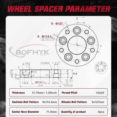 5×4.5 to 5×5 Jeep 1.25 inch Wheel Spacers Compatible 25 inch