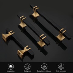 24 Pack 7-1/2 Inch(192 mm) Hole Centers Black and Gold Cabinet Pulls Matte Bl…