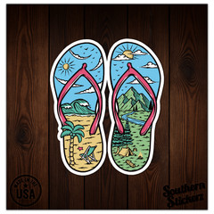 Flip Flops Beach Camping – Vinyl Decal Sticker – Car Window Laptop – ebn9179